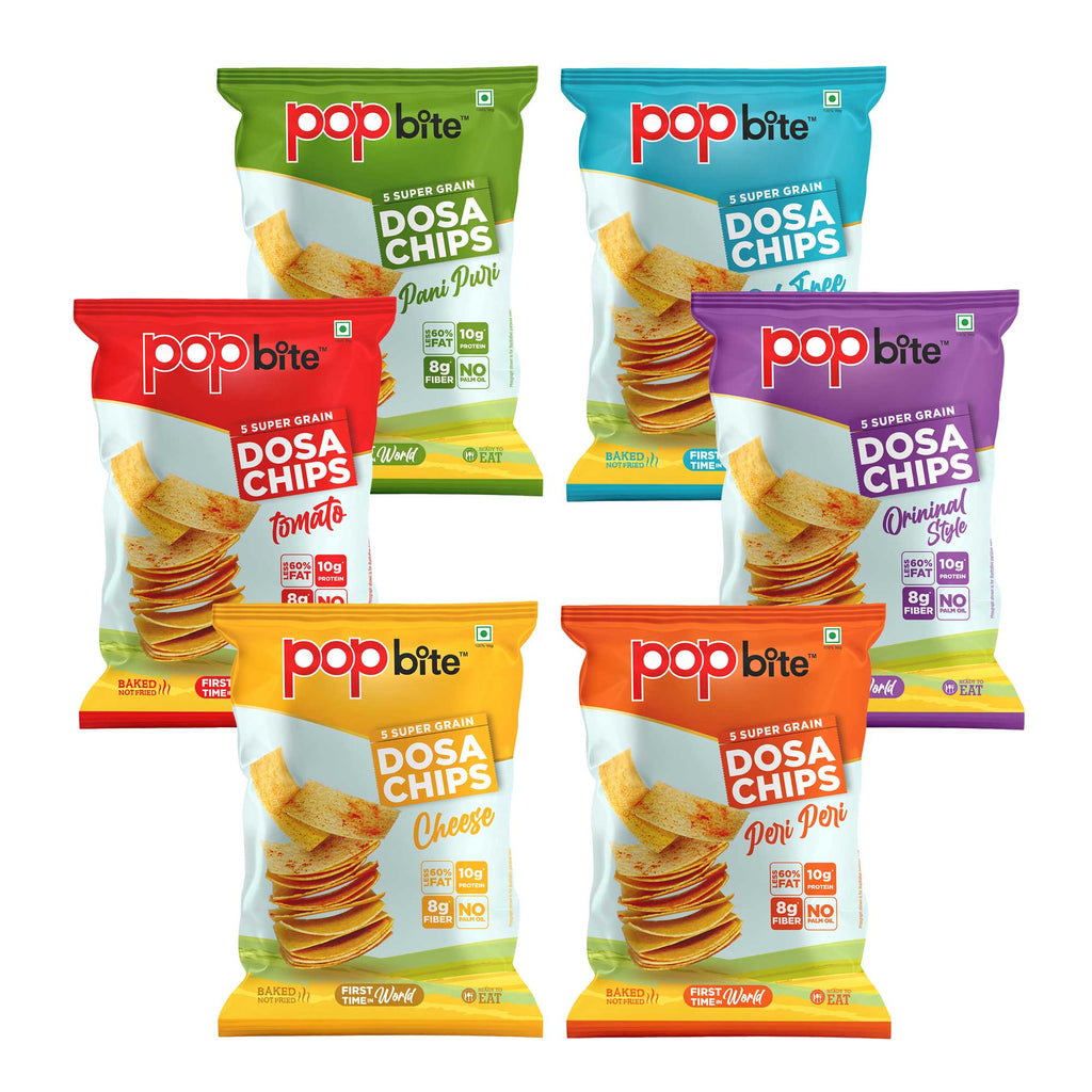 Pop Bite – Dosa Chips 6 Flavors (100g × Pack Of 6)